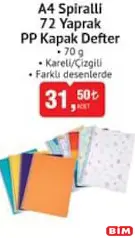 STUDİ A4 SPİRALLİ 72 YAPRAK PP KAPAK DEFTER 70 G KARELİ/ÇİZGİLİ STUDİ A4 SPİRALLİ 72 YAPRAK PP KAPAK DEFTER 70 G KARELİ/ÇİZGİLİ